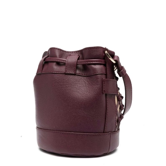 See by Chloé logo-debossed leather bucket bag. Burgundy and tan. New w/o tags - Picture 3 of 9